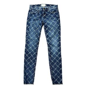 Current / Elliott Size 25 0 Jeans The Rolled Slim Skinny Indigo Rose Lattice